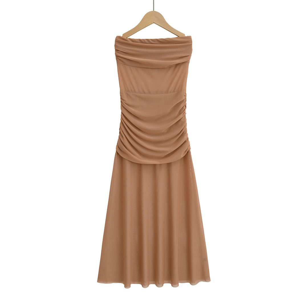 Dame Elegant Maxikjole med svajende nederdel og raffineret drapering-design Stilla
