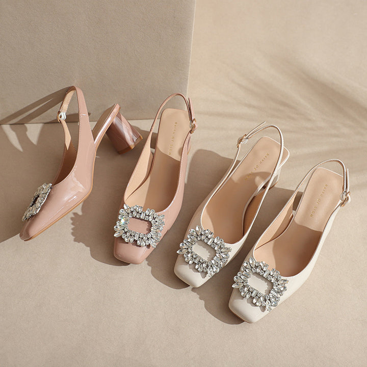 Damens Slingback Blokhæle Pumps med glitrende dekoration Stilla