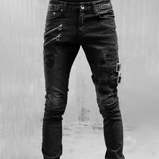 Herre Slim Fit Jeans med asymmetriske lynlåse og moderne detaljer Stilla