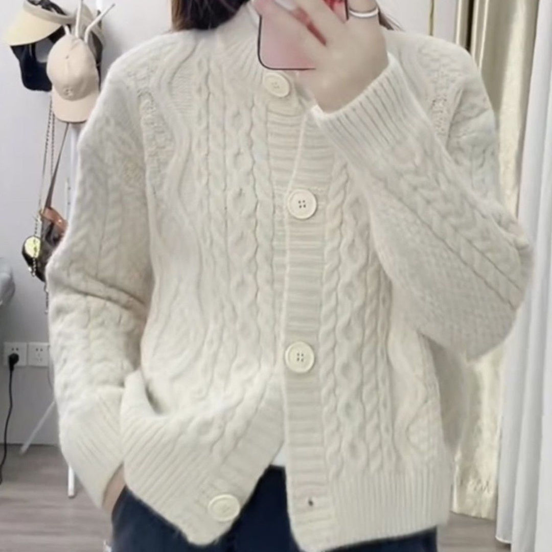Dame Cozy Cardigan med Kabelmønster Stilla 1772285547