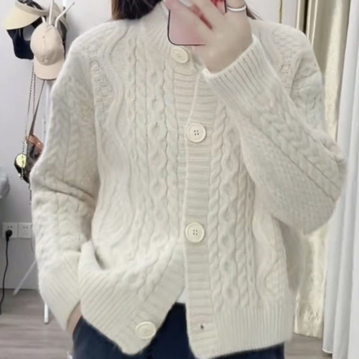 Dame Cozy Cardigan med Kabelmønster Stilla 1772285547
