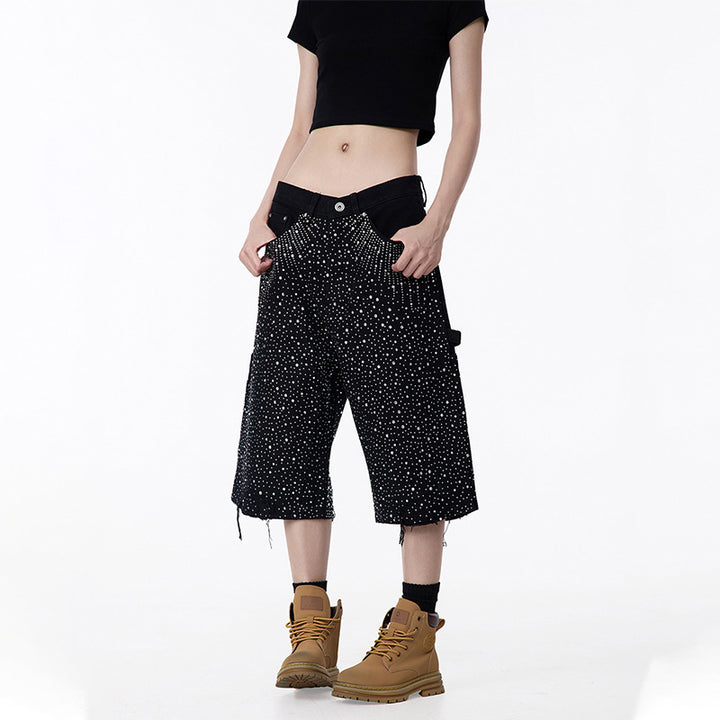 Dame Cargo-shorts med glitrende detaljer og bred pasform Stilla