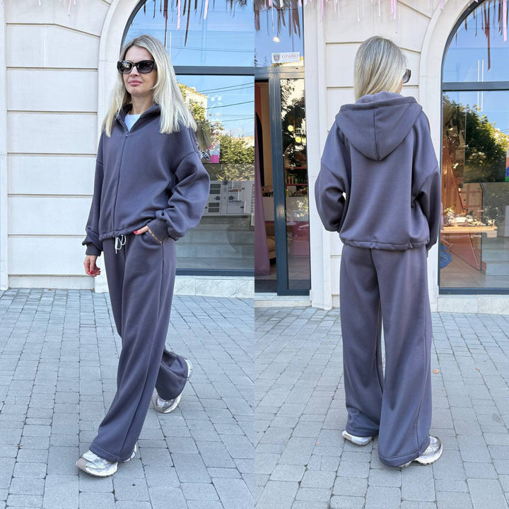 Kvinders Oversized Hoodie og Bred Bukser Sæt Chic & Stilfuld
