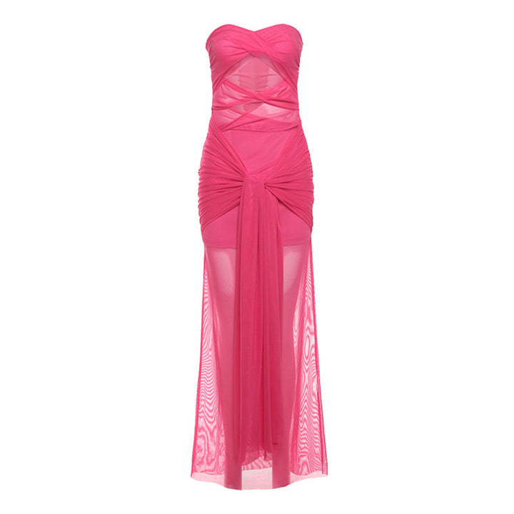 Damer Elegant Wickeldress med transparente stofdetaljer og raffineret snit Skovae