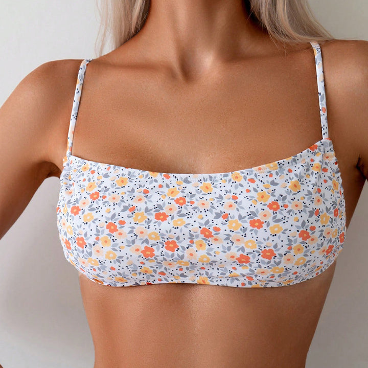 Dame bikini-top med justerbare stropper og blomstertrykt Skovae