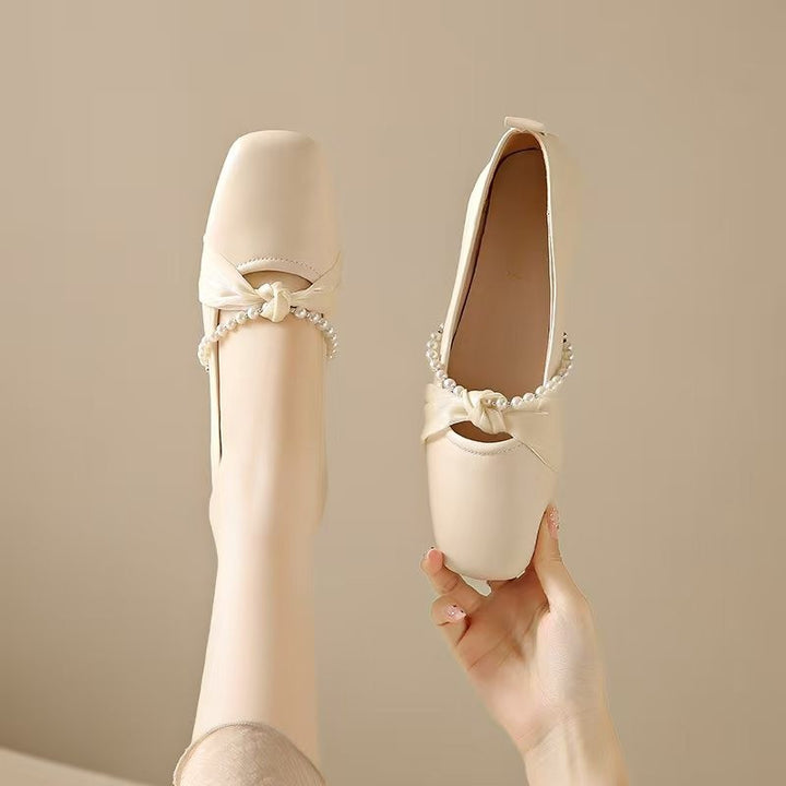 Dame Ballerinas med dekorativt sløjfe-peak og elegant perleudsmykning Stilla