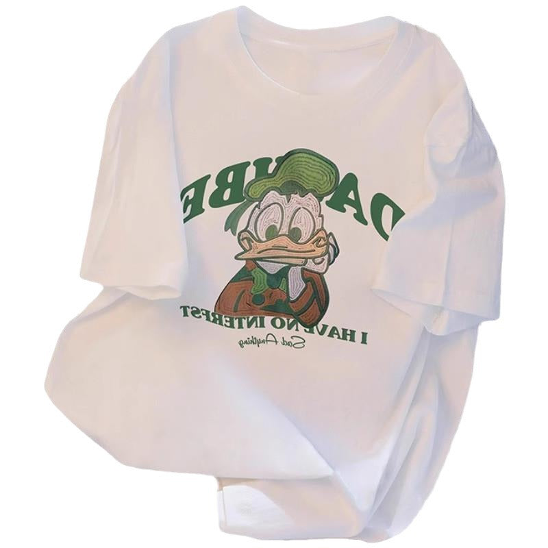 Dame T-shirt med kreativt Donald Duck motiv og afslappet snit Stilla