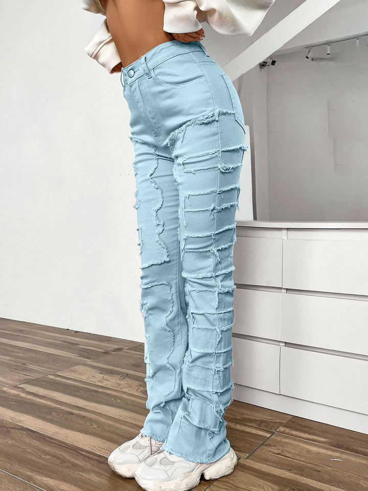 Dame Cargo-Jeans med iøjnefaldende applikationer og afslappet snit Stilla