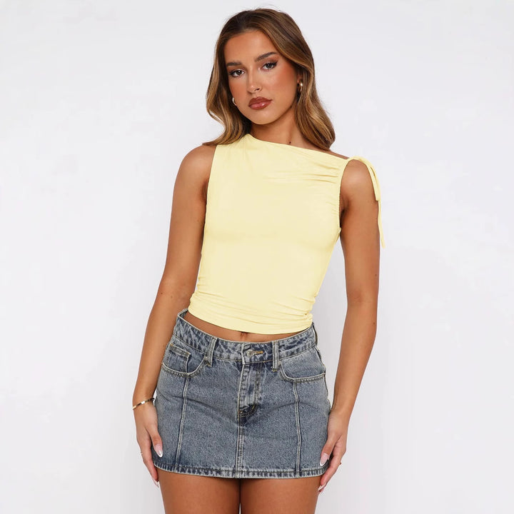 Dame One-Shoulder Top i blødt strækstof Stilla