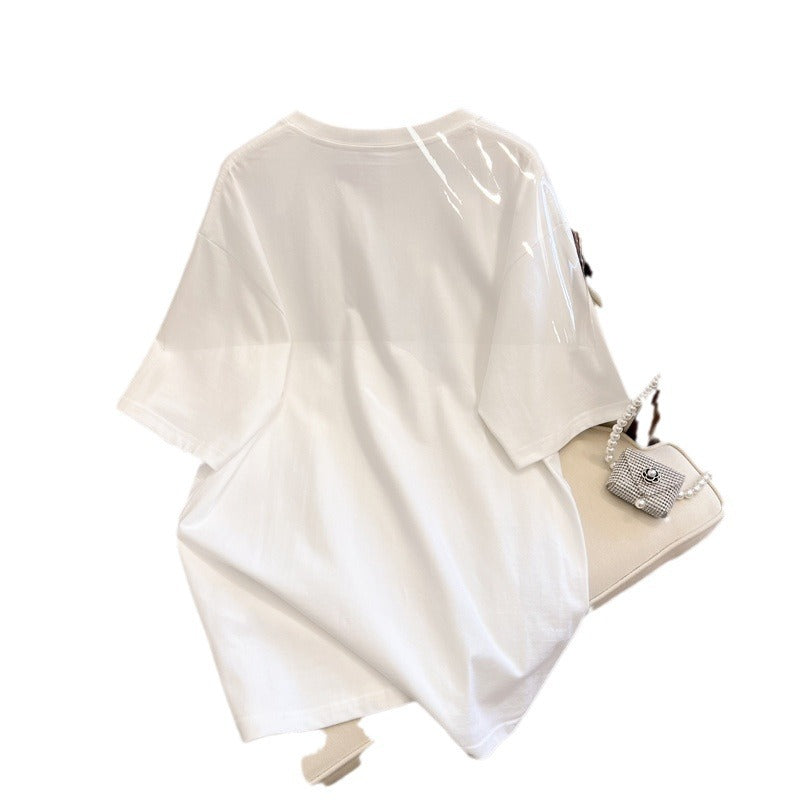 Dame T-shirt med kreativt tegneserie-design og afslappet pasform Stilla