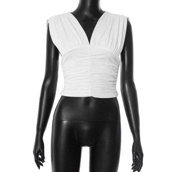 Dame Cropped Top med innovativ rynkeeffekt Stilla