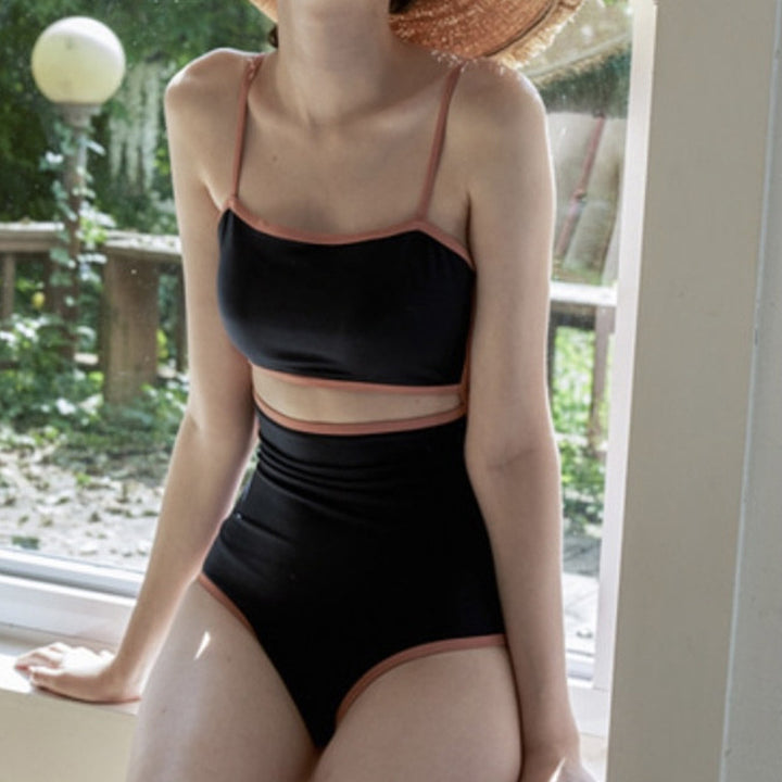 Dame højtaljede bikini-sæt med fashionable kontrastdetaljer Stilla
