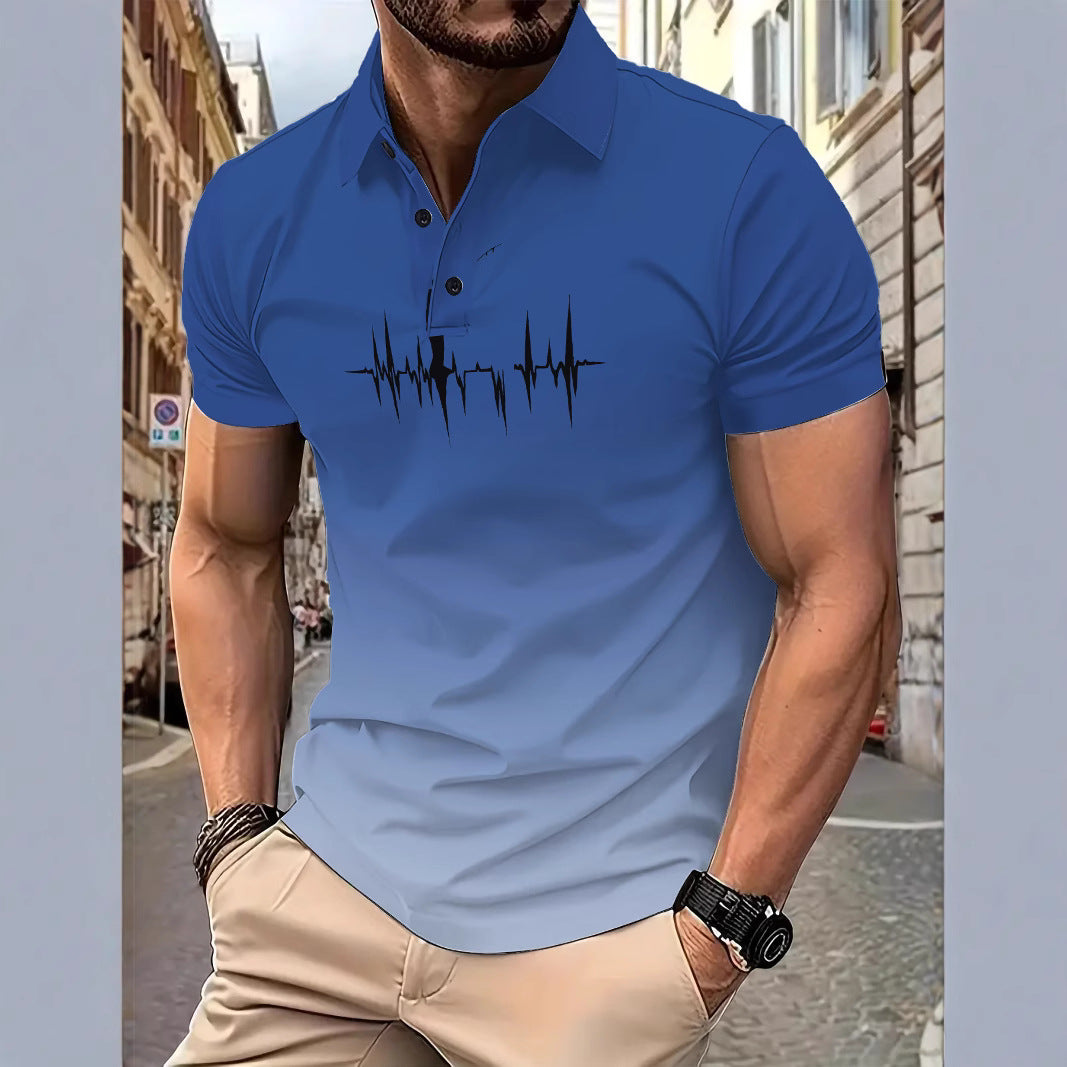 Herrer Poloshirt med moderne hjertefrekvens-design Stilla