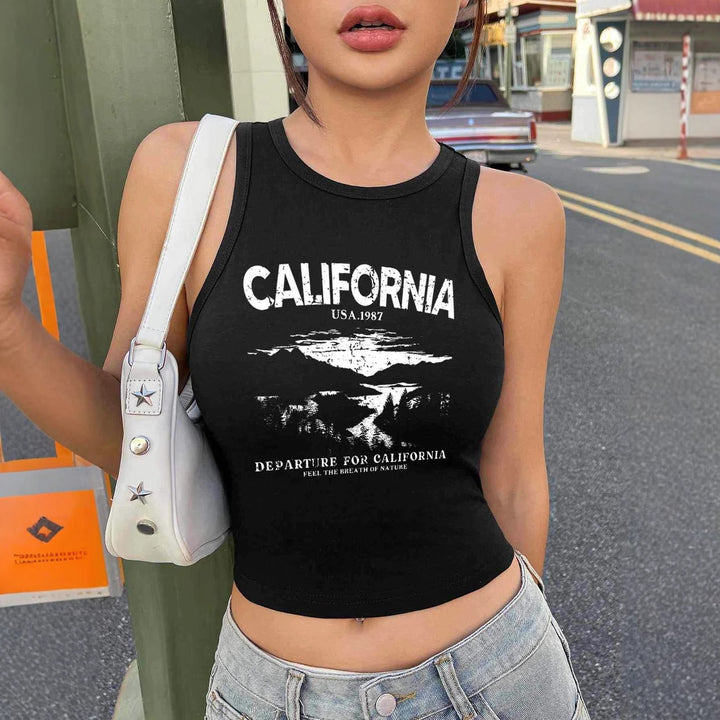 Dame Crop-Top med kreativt California-design Skovae