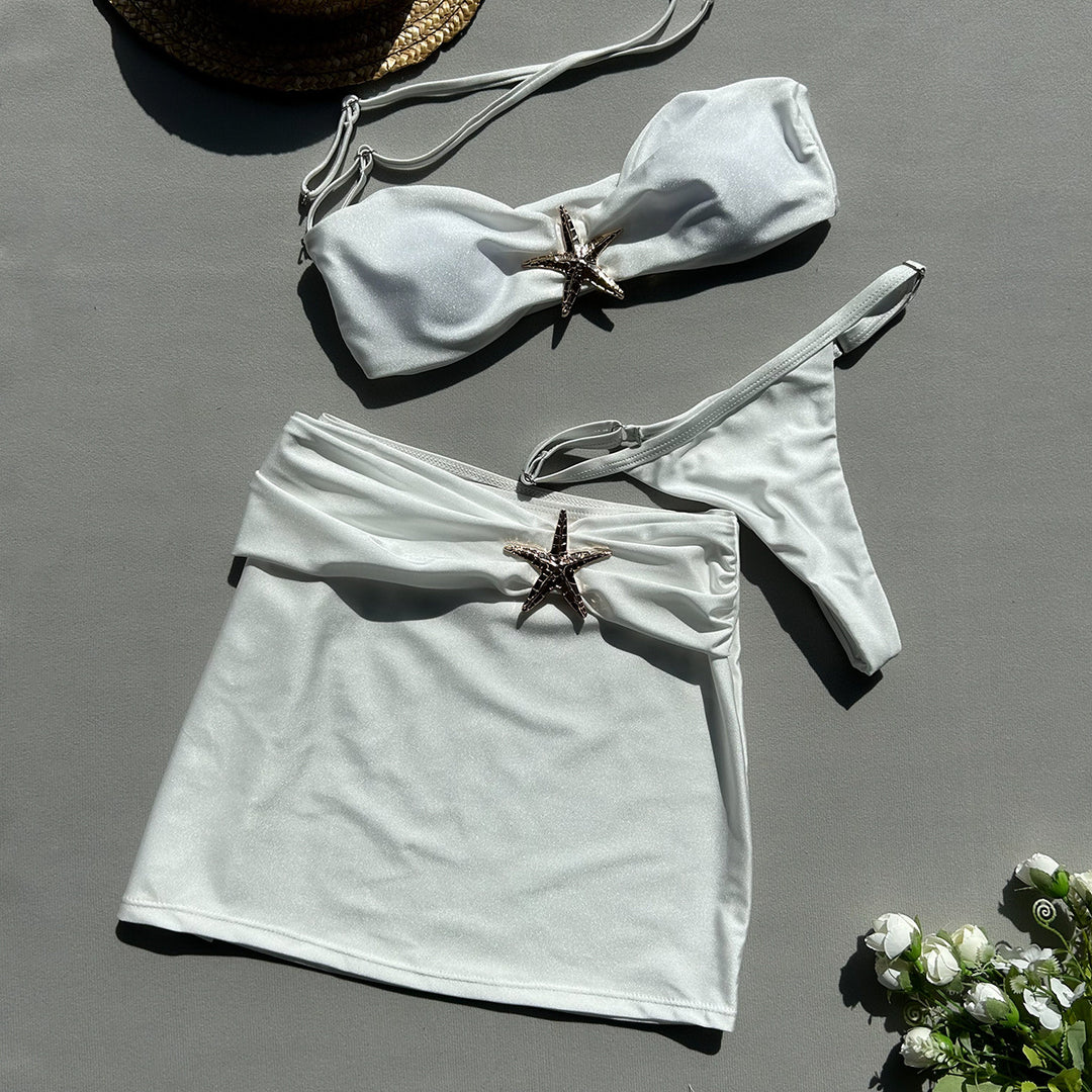 Dame Bandeau-bikini med individuelt design og glitrende stjerneaccentuer Stilla