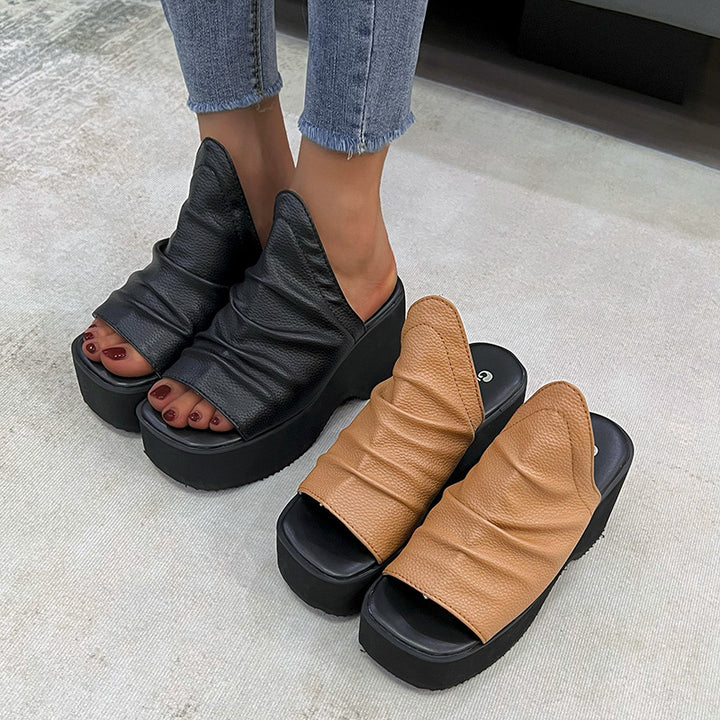 Dame moderne plateau-sandaler med innovativt overmateriale og elastisk sål Stilla
