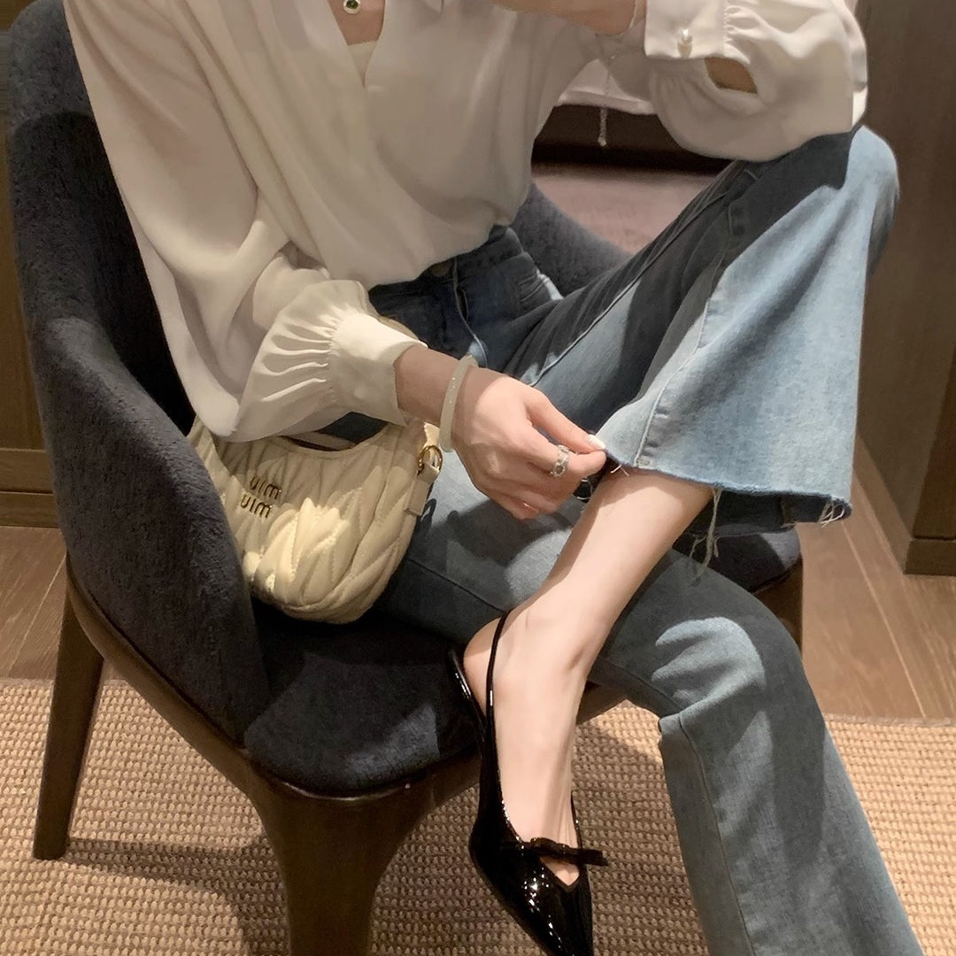 Dame Elegant Slingback Spidse Tæer Hæle Stilla