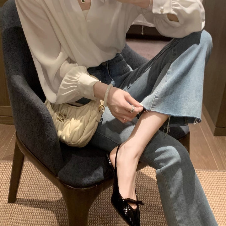 Dame Elegant Slingback Spidse Tæer Hæle Stilla