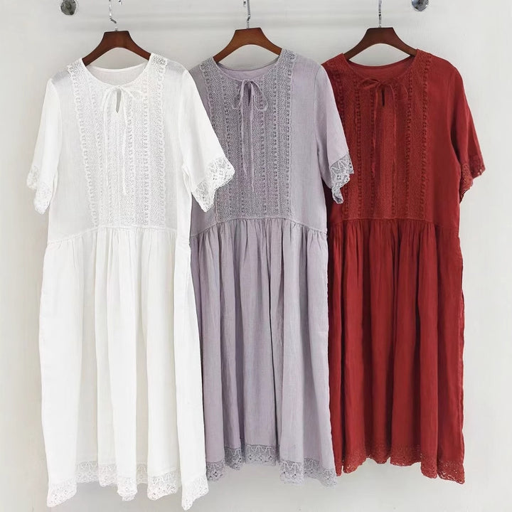 Dame Lettere Boho-Chic Maxi-Kjole med Blonder Stilla