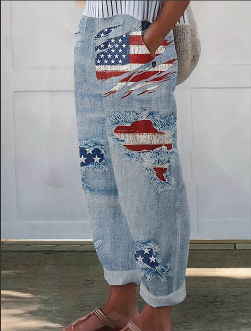 Dame jeans med amerikansk motiv Stilla