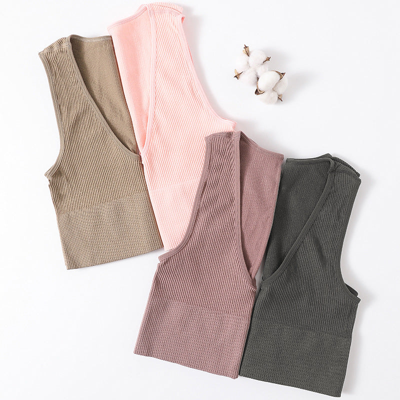 Dame Rib- V-udskæring Crop Top Stilla