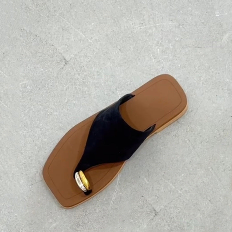 Dame Mode Flip-Flops med Metalldetalje Stilla
