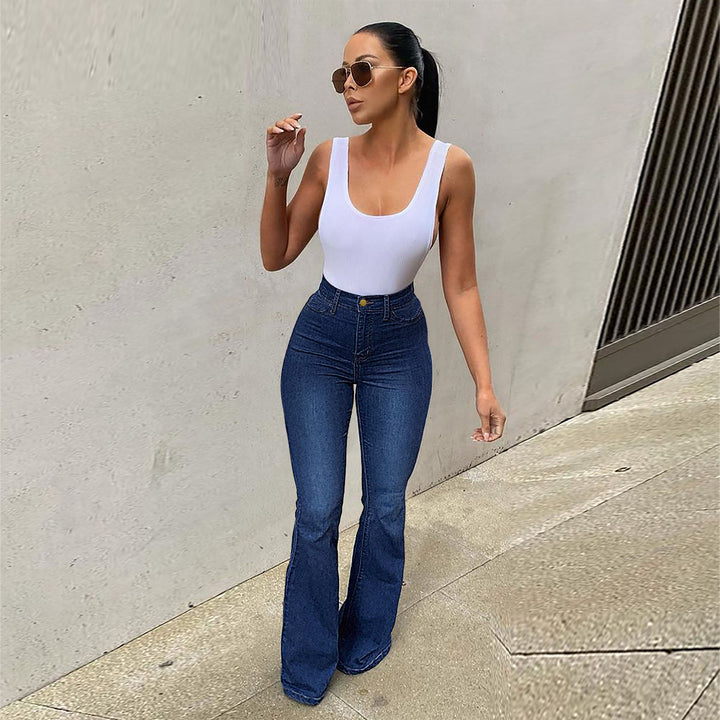 Dame Flared Jeans i elegant høj-talje stil med figurformende effekt og moderigtig snit Stilla