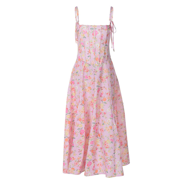 Dame Sommer Maxikjole med filigran Floralprint og justerbare stropper Stilla