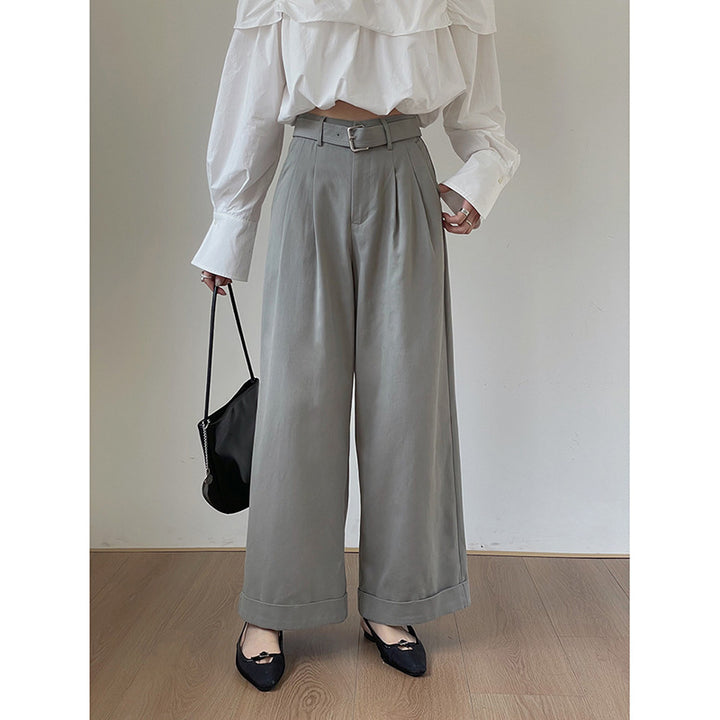 Dame elegant High-Waist Palazzo-bukser med plisseer og bæltestropper Stilla
