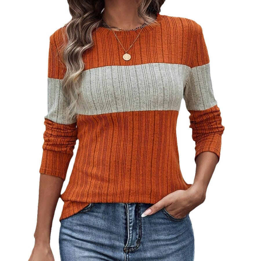 Dame afslappet strikpullover med bred farveblokdesign Stilla