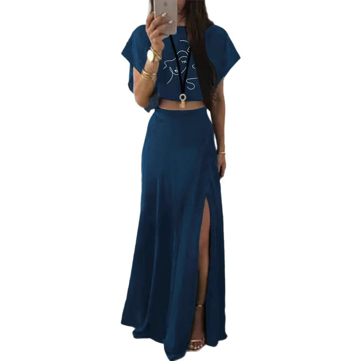 Dame sæt med cropped top og elegant maxiskørt Stilla