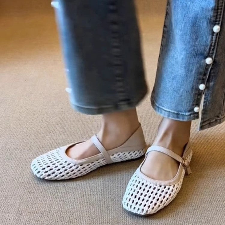 Dame Bekvemme Vevet Mary Jane Flats Stilla
