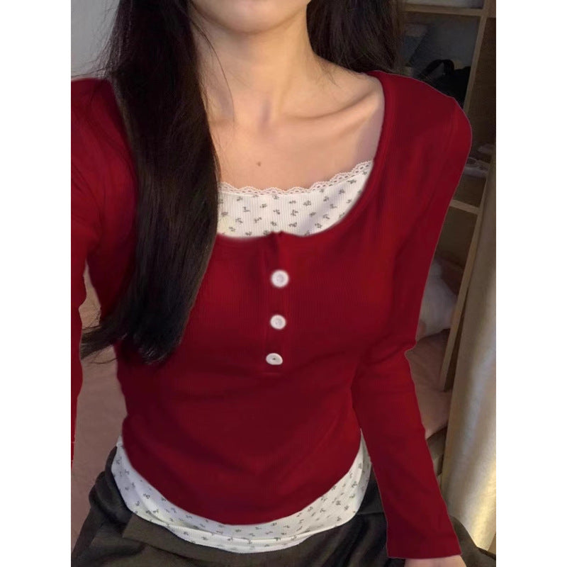 Femme Klassisk Button-Up Henley Overdel Stilla