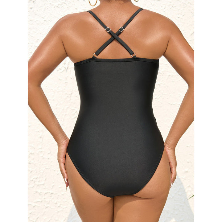 Dame elegant one-piece badedragt med moderne indpakningsdetalje og smart V-udskæring Skovae
