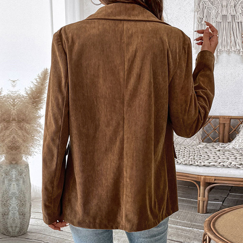 Dame blazerjakke i den trendy kord-stil med to knapper Stilla
