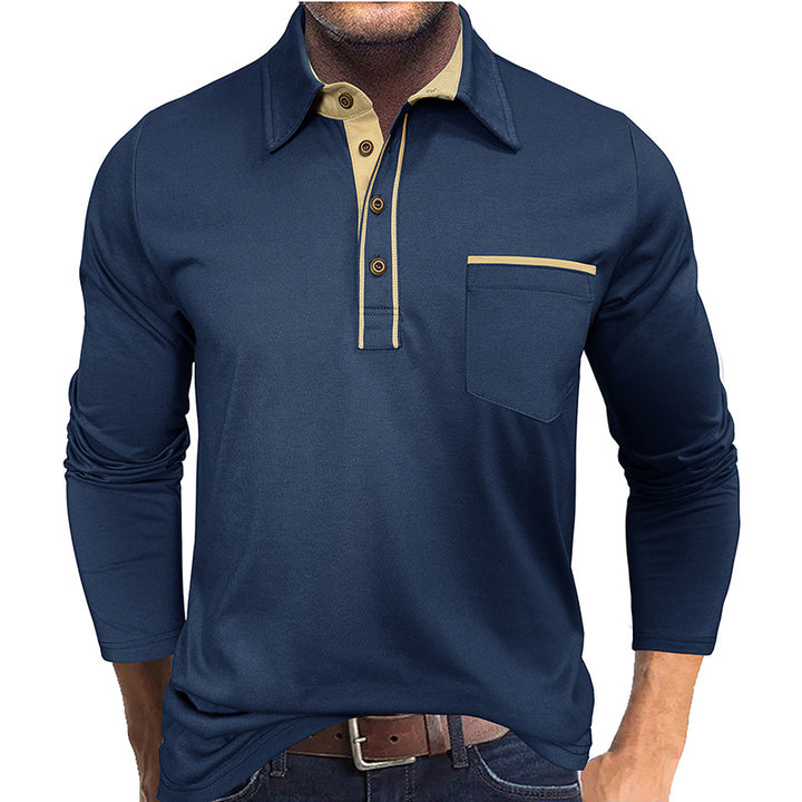 Herre Langærmet Poloshirt med moderne krave Stilla