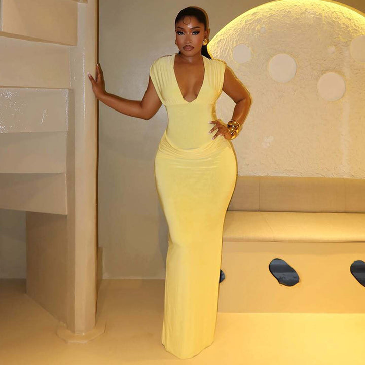 Dame Maxi-kjole med elegant drapering Skovae