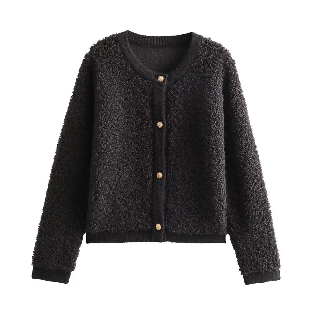 Femme Plush Fleece Knap-Front Jakke Stilla
