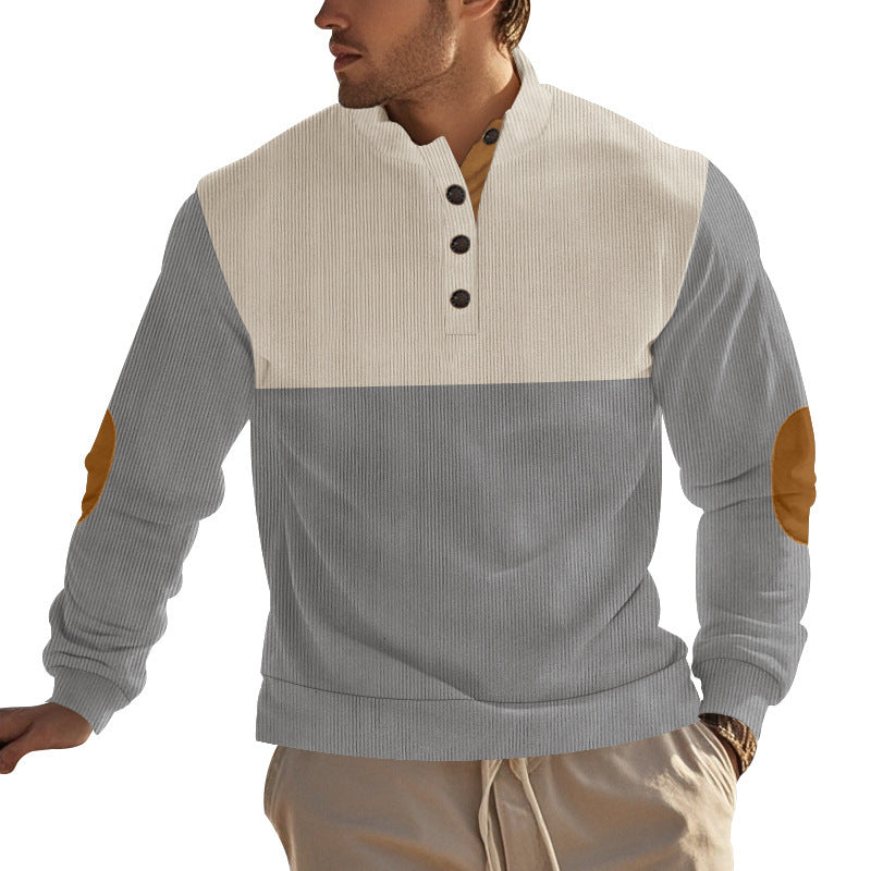 Herrer moderigtig fleece-pullover med struktureret design og praktiske knapper Stilla