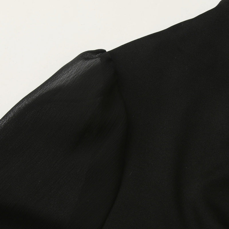 Damer Elegant Cowl Neck Mini Kjole med Klokkeærmer Stilla