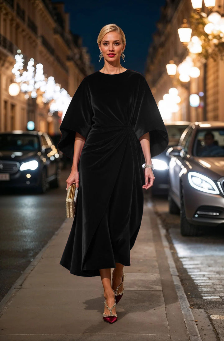 Dame Elegant Velour Aftenkjole Stilla