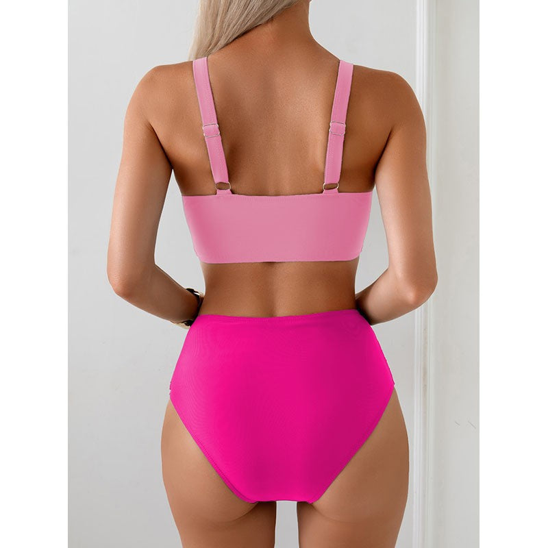 Dame Højskåret Bikini-Sæt med raffineret Indpakningsdesign Skovae