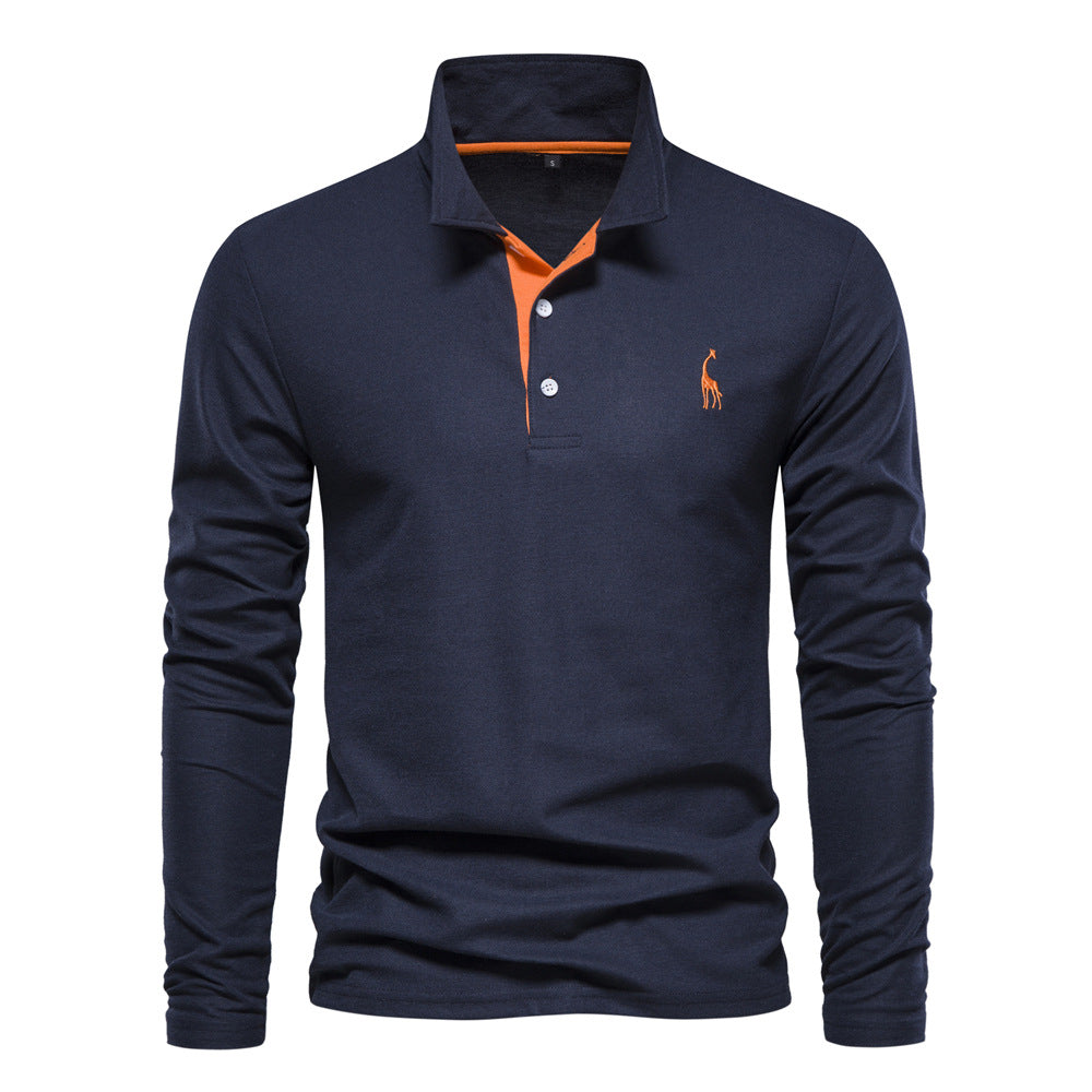 Herre Lange Ærmer Poloshirt med moderne Kontrastkrave og kvalitets bomuldsblanding Stilla