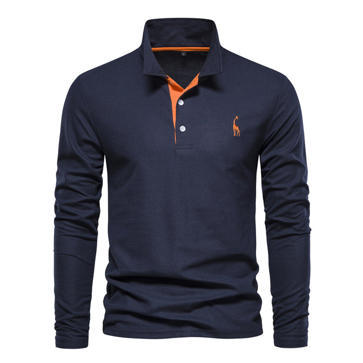 Herre Lange Ærmer Poloshirt med moderne Kontrastkrave og kvalitets bomuldsblanding Stilla