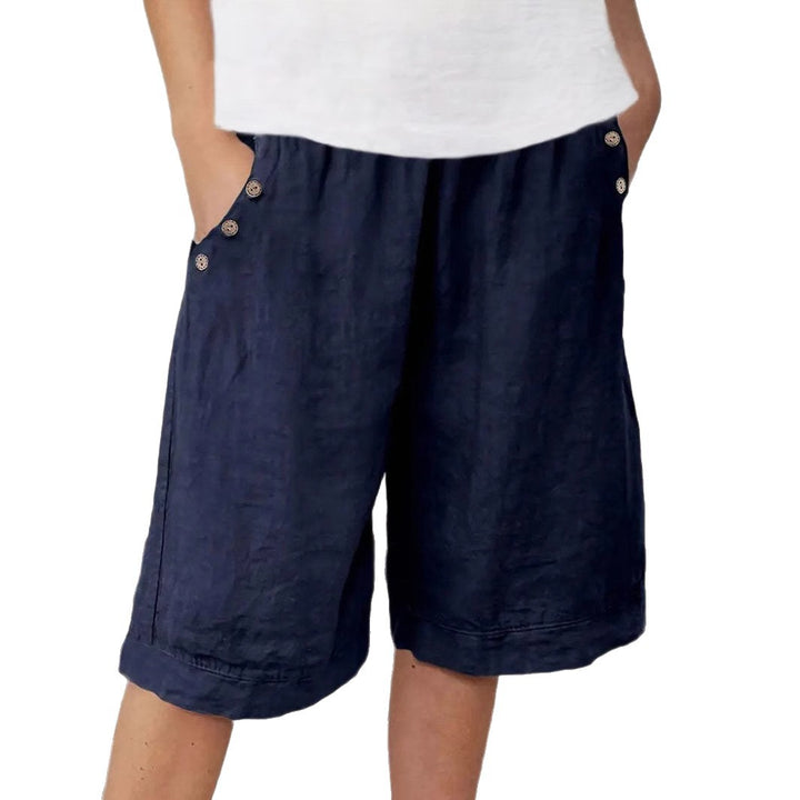 Dame Relaxed Fit Knap-Front Linned Shorts Stilla