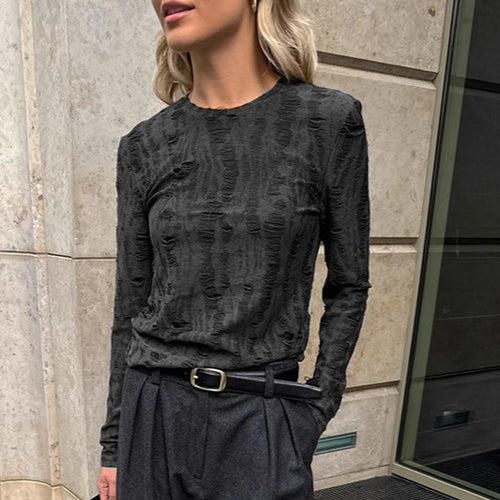 Dame langærmet skjorte med struktureret design Stilla