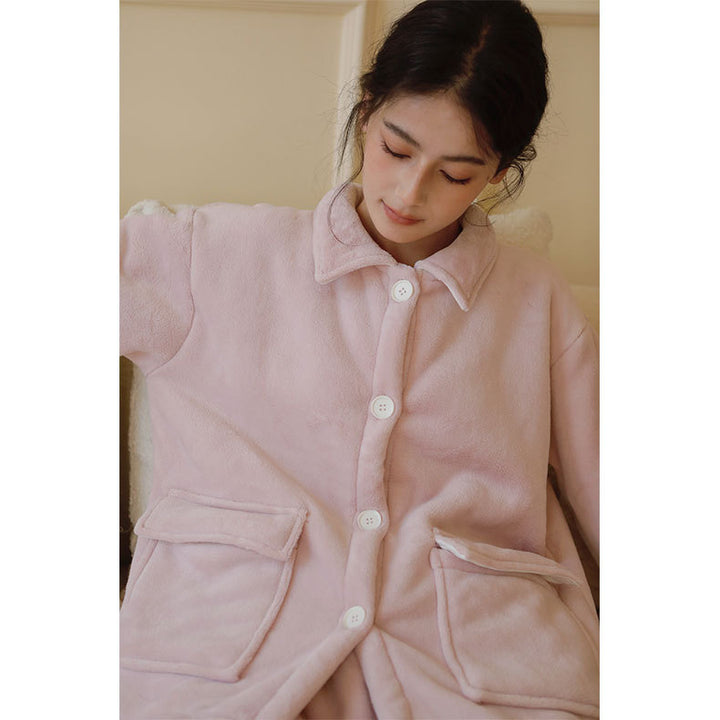 Dame Fleece Oversized jakke med lommer og knaplukning Stilla