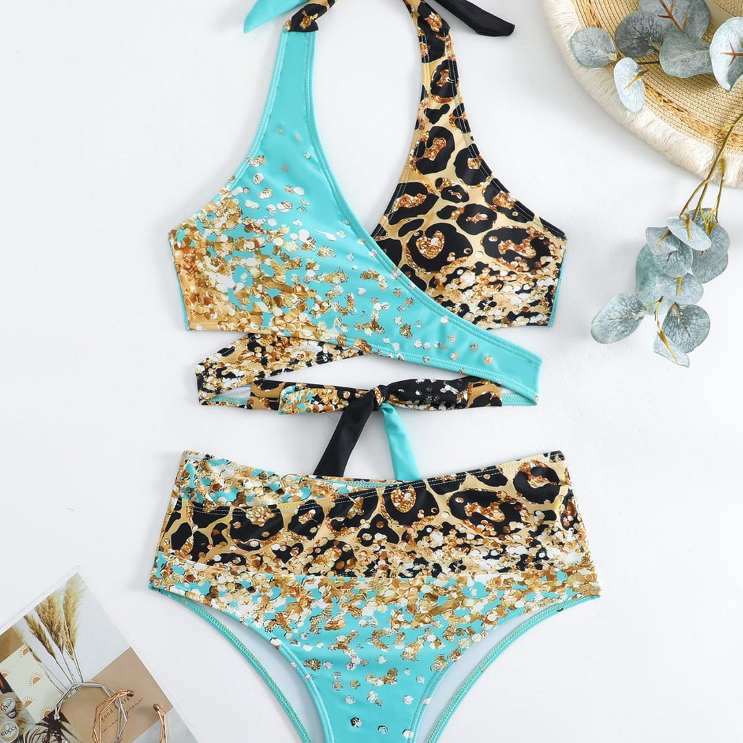 Damebikinier med glimmer og leopardmønster Stilla
