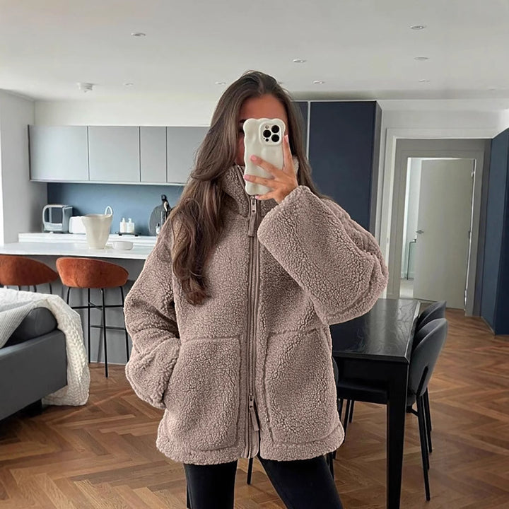 Femme Cozy Sherpa Zip-Up Jakke Stilla
