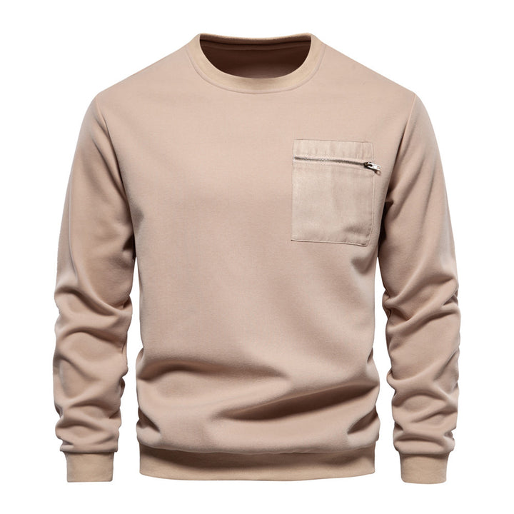 Herrer nan Sweatshirt med rund halsudskæring, påsyet brystlomme med vandret lynlås og ribbet bund Skovae